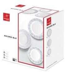 GimiHome Set farfurii opal, 18 piese, Bormioli Ricamo Blue (568043) - esell - 322,57 RON