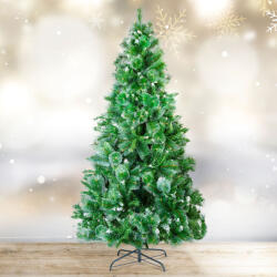  Brad artificial 210 cm, PVC, verde, inzapezit, crengi dese, include suport (GLB_56482D)