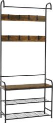  Raft pentru pantofi, lemn rustic şi metal negru / mdf, kelam (UE-0000290798) Raft
