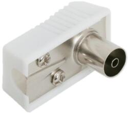  Priza Coaxiala TV 90° pentru Cablu Antena, Carcasa Plastic, Montaj Standard (GLB_05010)