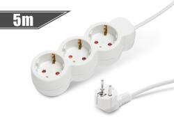 Delight Prelungitor 3 prize Schuko, 5m, 16A, protectie copii, cablu 3x1.5mm, alb (GLB_20234)