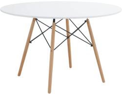  Masă dining, alb mat/fag, diametru 120 cm, demin new (UE-0000394036)