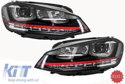 KITT Fényszóró 3D LED DRL Volkswagen VW Golf 7 VII (2012-2017) piros R20 GTI Look LED dinamikus irányjelzővel RHD (HLVWG7GTILEDFWRHD)