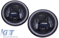 KITT 7 Inch CREE LED fényszóró angyalszem gyűrű DRL Jeep Wrangler JK TJ LJ Land Rover Defender Mercedes W463 fekete (HLU7INCHB)