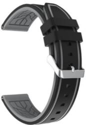 Arc Curea Ceas Alfa din Silicon Negru și Gri - 20/22 mm - Grosime 5 mm (5S15 Gri)