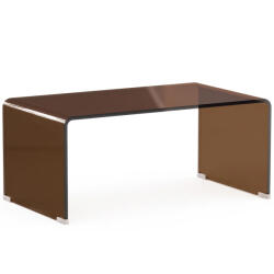 HomCom Masă de cafea din sticlă, masă de living dreptunghiulară cu design modern cu margini rotunjite sigure, maro transparent | Aosom Romania (839-977V01BN) Masa de cafea