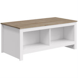 HomCom Masă de cafea dreptunghiulară, masă de salon modernă cu 4 compartimente deschise, 110 x 55 x 45, 5 cm, stejar și alb | Aosom Romania (83B-984V00AK) Masa de cafea