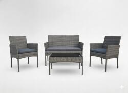 Garden Line Rattan bútorszett kanapé 2 fotel és asztalka szürke 66599 (SAD3477)