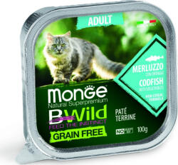 Monge BWild Grain Free Cat Adult Tőkehal és zöldségek 100 g KARTON - 4 db