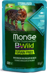 Monge BWild Grain Free Cat Sterilised - Tonhal, Garnéla és zöldségek 85 g KARTON - 4 db