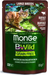 Monge BWild Grain Free Cat Large breeds - Bölény és zöldségek Nagytestű macskáknak 85 g KARTON - 4 db