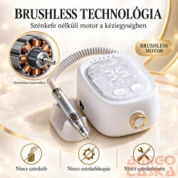  JMD-417B brushless körömcsiszoló gép - 60 W, 35 000 RPM - ezüst kéziegység (JMD-417B)