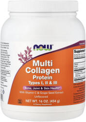  Proteină multi-colagen NOW, 454 g Colagen de tip I, II și III cu vitamina C, supliment alimentar