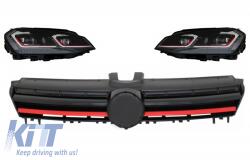 KITT LED fényszórók VW Golf 7 VII 12-17 hűtőrács facelift G7.5 GTI kinézet dinamikus (COFGVWG7RBX)