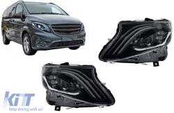 KITT Full LED fényszórók Mercedes V-osztály Vito W447 (2014-2024) fekete dinamikus irányjelzővel (HLMBW447VLE)