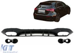 KITT Hátsó lökhárító diffúzor Mercedes A-osztály W177 Sedan (2018-tól) modellekhez, fekete kipufogóvégekkel (RDMBW177AMGHB)