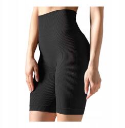 Legs Kerékpáros Rövidnadrág női rövid sport leggings bordázott varrat nélküli fekete S/m (legginsy damskie sportowe krótkie)