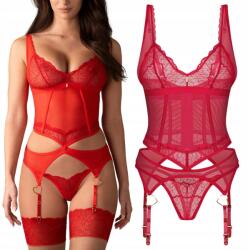 Obsessive Fűző és tanga Cupide Desir Piros csipke L/XL Obsessive (49-1323)