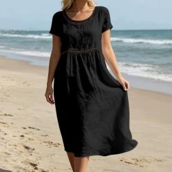  Ruha Lenvászon Női Hosszú Nyári Boho Ing Midi Strand Len
