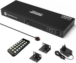 Tesmart 16 Portos HDMI Switch (16×1) - 4K@60Hz, EDID Emulátor, RS232 és LAN Vezérlés, HDCP 2.2, Rackbe Szerelhető, IR Távirányítóval (X0012LH4JJ)