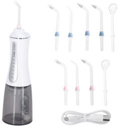Adler Irigator bucal fără fir, 5 programe, 150 PSI, 10 capete, rezervor 350 ml, USB-C, Alb (AD 2185) Irigator oral