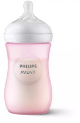 Philips Biberon Philips Avent Natural Response SCY903/11, 260 ml, tetina care functioneaza ca sanul mamei, cu debit 3, tetina fara scurgeri, +1 luni, fara BPA, usor de curatat, roz (SCY903/11)
