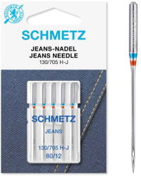 Schmetz Set 5 ace de cusut, Jeans, finete 80, Schmetz 130/705 H-J VCS (SC-708767)