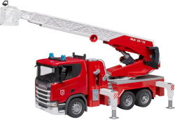 BRUDER Scania Super 560R Feuerwehr mit Drehleiter, Wasserpumpe, Light & Sound (03591) Figurina