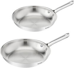 Tefal Set de tigăi cu 2 piese Tefal Duetto On B866S234, 24/28 cm, oțel inoxidabil, bază Thermo-Fusion, inducție (3168430376519)
