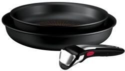 Tefal Set 3 piese Tefal Ingenio Excellence+ P0009653, tigaie de 22/26 cm, maner detasabil, tehnologie FUSIONCORE, Thermo-Signal, invelis antiaderent, aluminiu. inductie, negru (3168430385146)