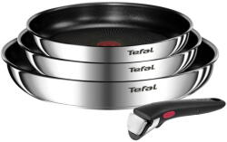 Tefal Set 4 piese Tefal Ingenio Emotion L897S455, tigaie de 22/24/28 cm, mâner detașabil, înveliș antiaderent, Thermo-Signal, inducție, argintiu (3168430338500)