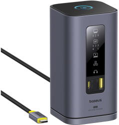 Baseus Spacemate Series 11-in-1, USB-C la 2x HDMI 4K@60Hz, 2x DP 4K@60Hz, 2x USB-A, 1x USB-C, 1x RJ45, 1x USB-A (480Mbps), 1xUSB-C (PD), 1x 3.5mm Audio (B00568101813-01) - vexio