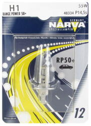 NARVA Bec halogen H1, 12V, 55W - Range Power +50% Blister x1 bucata (48334N)