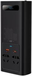 Baseus Pentru Masina USB Type-C CN/EU 220V 300W + Cleme si Cablu 12V Negru (CGNB010101)