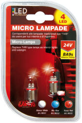LAMPA , 24V BA9S 4 LED, PIROS SZÍNŰ - PÁRBAN (0198333)