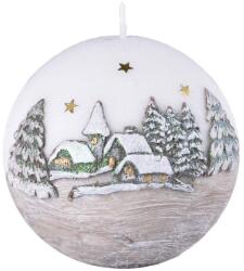  Lumânare glob de Crăciun LED Peisaj de iarnă crem 10x10 cm