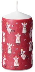  Lumânare cilindrică de Crăciun cu motiv Spirit de Crăciun, roșie 6x11 cm