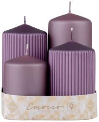  Set de lumânări de Advent Emocio, cilindru neted și canelat, violet închis deschis, 4 buc