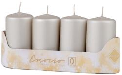  Lumânare cilindrică Emocio Advent argintie 4 buc 5x9 cm