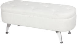 HOMCOM Tárolópad fedéllel és fém lábakkal, 114 x 47 x 46, 5 cm, fehér (838-489V01WT)