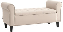 HOMCOM Kárpitozott pad, ágypad, gombbal tűzött, bársonyhatású, 126 cm x 48, 5 x 57 cm, bézs (838-407V01BG)