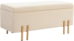 HOMCOM Pad, kárpitozott pad tárolóval, fém, kaucsukfa, habszivacs, 100 x 40 x 42 cm, bézs (838-024V00BG)