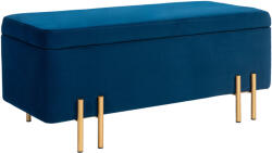 HOMCOM Pad, kárpitozott pad tárolóval, fém, kaucsukfa, habszivacs, 100 x 40 x 42 cm, sötétkék (838-024V00DB)