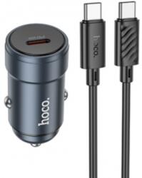 hoco. Z57 szivargyujtós autós töltő, szürke (30W, 3A 1 x USB-C + USB-C töltőkábel)