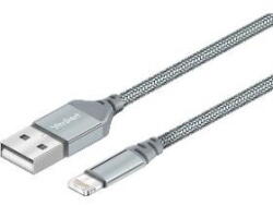 YENKEE Cablu de date și încărcare Yenkee YCU 612 SR, USB-A la Lightning, MFi, 12W (2.4A), textil împletit, aluminiu, 1.2 m, Argintiu (YCU 612 SR) - vexio