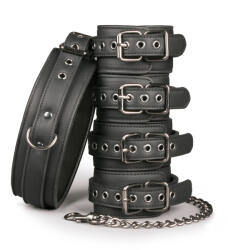 SuperLove Fetish Set with Collar, Ankle & Wrist Cuffs Black