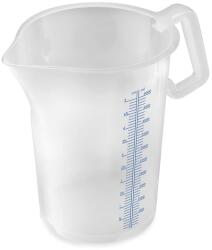Thermohauser Mérőpohár Zárt Fogantyúval, 5000 ml, PP Műanyag, Kék Skála Literben és Milliliterben, Átlátszó