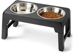 Amazon Basics Emelt Kutyatál Állvány, Állítható Magasságú Rozsdamentes Acél Tálak, Csúszásmentes, 44 x 24 x 30, 5 cm, Fekete