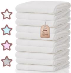 NatureMark Muszlin Pelenkák 10 db - 100% Pamut - Puha Szoptatós és Babagondozó Kendők, Mosható Pelenka, Pólya és Törlőkendő - 70x70 cm, Fehé