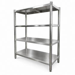Royal Catering 4 szintes inox polc 180x50x155 cm rozsdamentes konyhai tárolóállvány, SUS201 acél